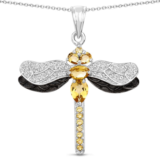 Bids.com 1.79 Carat Genuine Citrine and White Topaz .925 Sterling Silver Pendant Pendants