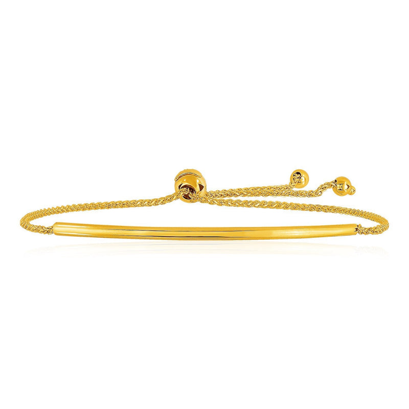 Bids.com 14k Yellow Gold Smooth Curved Bar Lariat Design Bracelet Bracelets