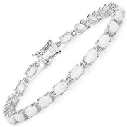 Bids.com 3.50 Carat Genuine Created Opal .925 Sterling Silver Bracelet Bracelets