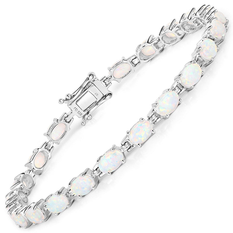 Bids.com 3.50 Carat Genuine Created Opal .925 Sterling Silver Bracelet Bracelets