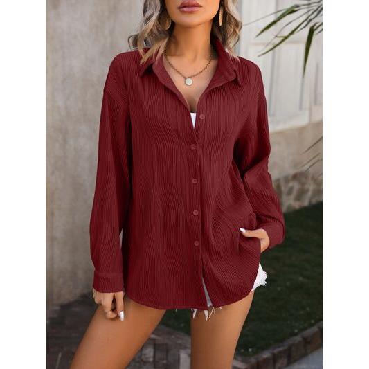 Button Up Dropped Shoulder Shirt