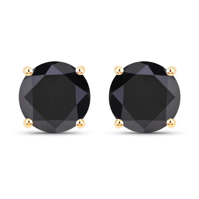 Bids.com 3.84 Carat Genuine Black Diamond 14K Yellow Gold Earrings Earrings
