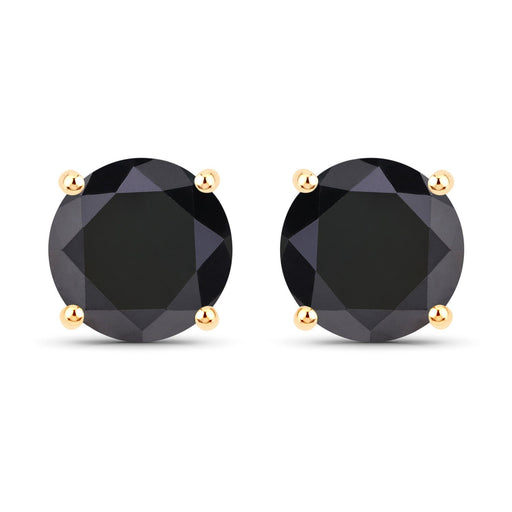 Bids.com 3.84 Carat Genuine Black Diamond 14K Yellow Gold Earrings Earrings
