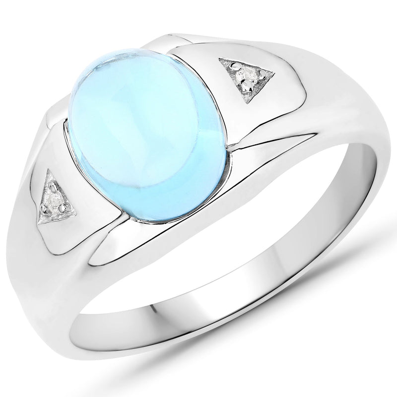 Bids.com 3.67 Carat Genuine Swiss Blue Topaz and White Topaz .925 Sterling Silver Ring Rings
