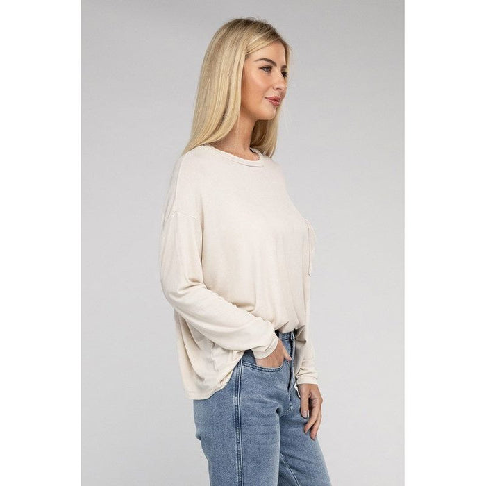 Washed Ribbed Dolman Sleeve Round Neck Top