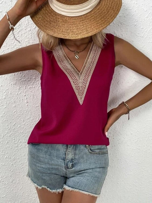 Lace Detail V-Neck Tank