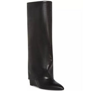 Mill's Beauty Supply Evander Fold-Over Cuffed Knee High Wedge Dress Boots
