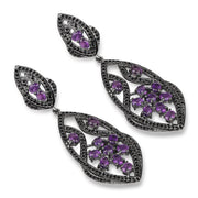 Bids.com 5.74 Carat Genuine Amethyst and Black Spinel .925 Sterling Silver Earrings Earrings