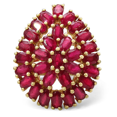 Bids.com 14K Yellow Gold Plated 9.30 Carat Genuine Ruby .925 Sterling Silver Ring Rings