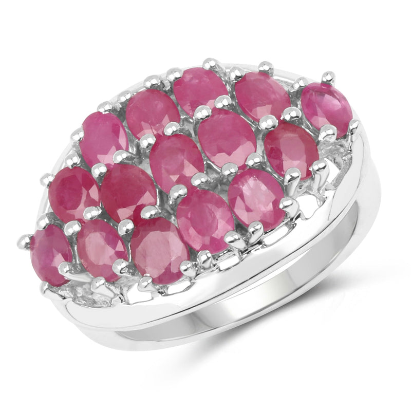 Bids.com 3.00 Carat Genuine Ruby .925 Sterling Silver Ring Rings