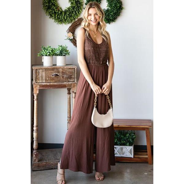 First Love Tie Back Sleeveless Slit Wide Leg Jumpsuit