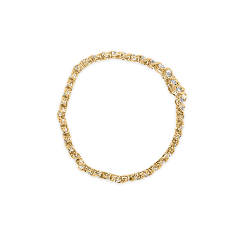 Bids.com 10K Yellow Gold 3 cttw Round-Cut Diamond Spiral Link 7.50" Bracelet (I-J Color, I1-I2 Clarity) Bracelets