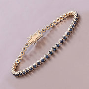 Bids.com 3.13 Carat Genuine Blue Sapphire 14K Yellow Gold Bracelet Bracelets