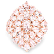 Bids.com 18K Rose Gold Plated 4.55 Carat Genuine Morganite .925 Sterling Silver Ring Rings