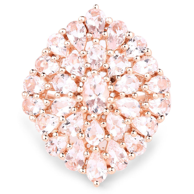 Bids.com 18K Rose Gold Plated 4.55 Carat Genuine Morganite .925 Sterling Silver Ring Rings