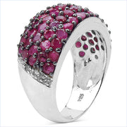 Bids.com 3.58 Carat Genuine Ruby & White Diamond .925 Sterling Silver Ring Rings