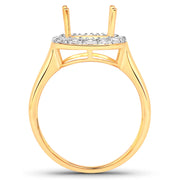 Bids.com 0.51 Carat Genuine White Diamond 14K Yellow Gold Semi Mount Ring - holds 10x8mm Cushion Gemstone Rings