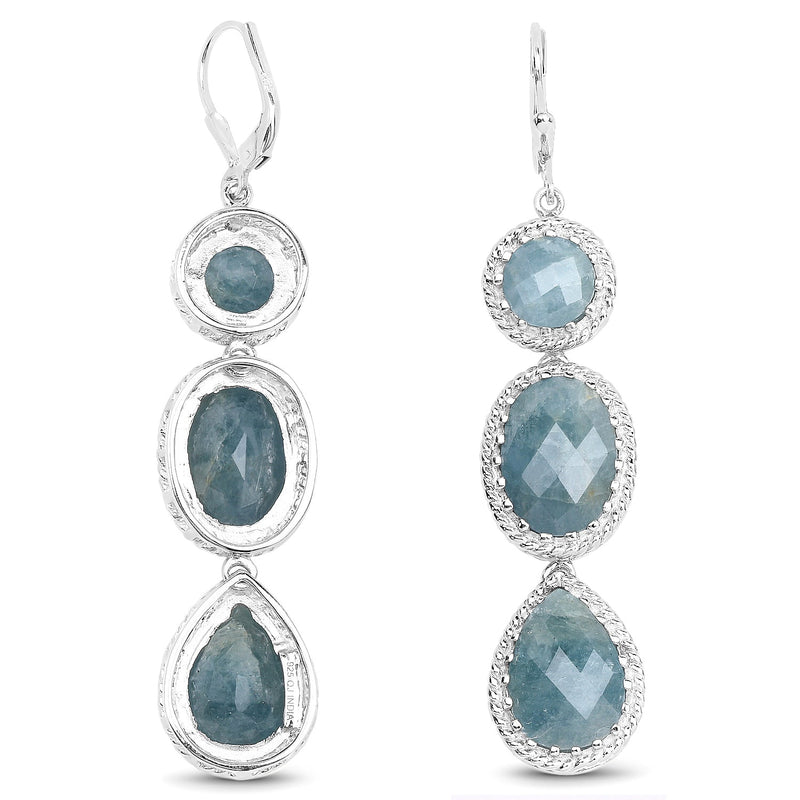 Bids.com 21.32 Carat Genuine Milky Aquamarine .925 Sterling Silver Earrings Earrings