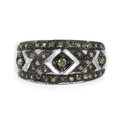 Bids.com 0.27 Carat Genuine Green Diamond .925 Sterling Silver Ring Rings