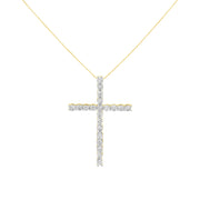 Bids.com 10K Yellow Gold Plated .925 Sterling Silver 4.0 Cttw Round Cut Diamond Cross Pendant Necklace (J-K Color, I1-I2 Clarity) - 18" Necklaces