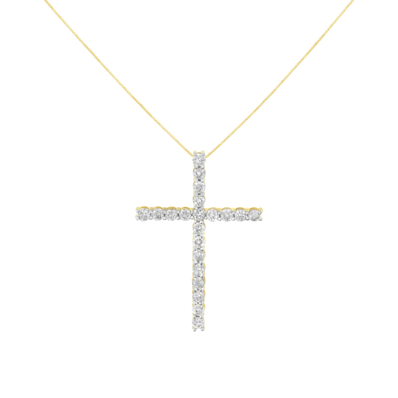 Bids.com 10K Yellow Gold Plated .925 Sterling Silver 4.0 Cttw Round Cut Diamond Cross Pendant Necklace (J-K Color, I1-I2 Clarity) - 18" Necklaces