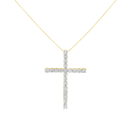 Bids.com 10K Yellow Gold Plated .925 Sterling Silver 4.0 Cttw Round Cut Diamond Cross Pendant Necklace (J-K Color, I1-I2 Clarity) - 18" Necklaces