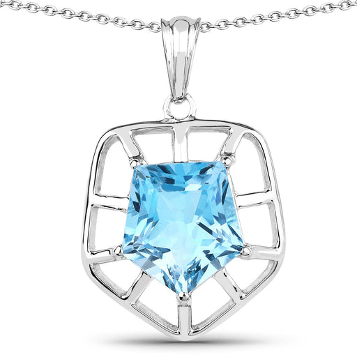 Bids.com 7.60 Carat Genuine Blue Topaz .925 Sterling Silver Pendant Pendants