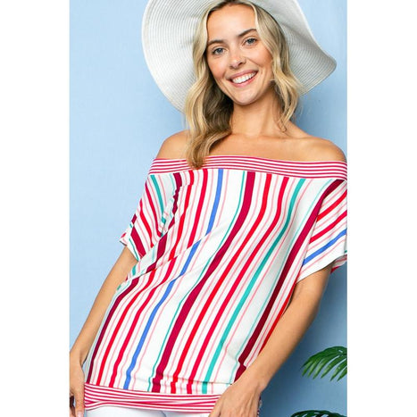 Multi Stripe Off Shoulder Top