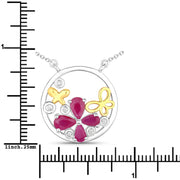 Bids.com 1.47 Carat Genuine Ruby and White Topaz .925 Sterling Silver Pendant Pendants