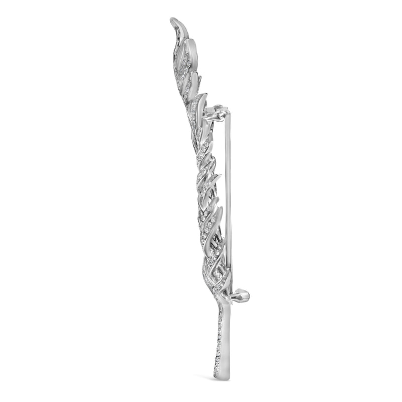 Bids.com 18K White Gold 2 7/8 Cttw Diamond Feather Brooch Pin (G-H Color, VS1-VS2 Clarity) Accessories