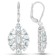 Bids.com 2.93 Carat Genuine Aquamarine and White Topaz .925 Sterling Silver Earrings Earrings