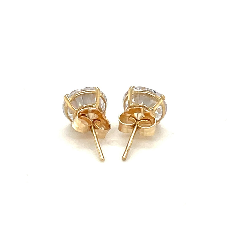 Bids.com 14k Yellow Gold Stud Earrings with White Hue Faceted Cubic Zirconia Earrings