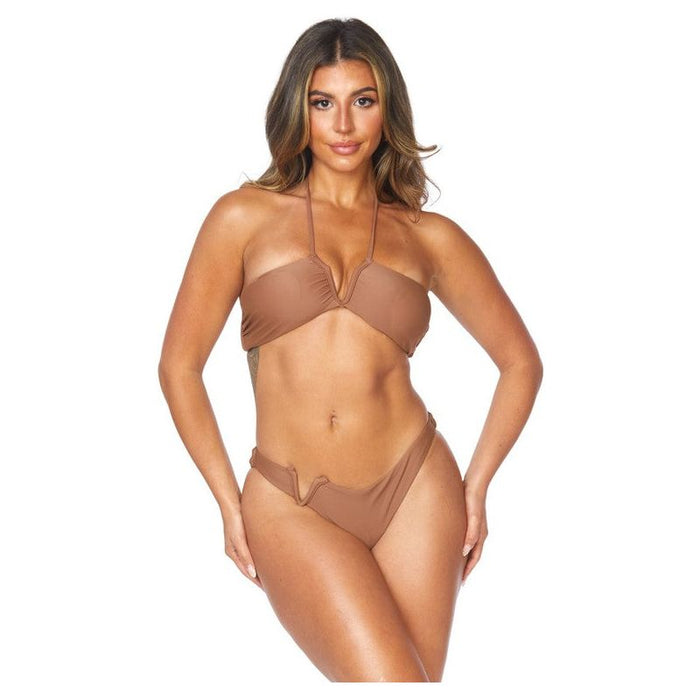 TWO PIECE V SHAPE DESIGN HALTER NECKLINE BIKINI