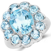 Bids.com 8.67 Carat Genuine Blue Topaz .925 Sterling Silver Ring Rings