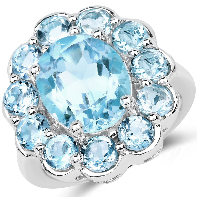 Bids.com 8.67 Carat Genuine Blue Topaz .925 Sterling Silver Ring Rings