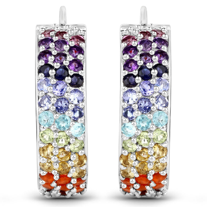 Bids.com 8.79 Carat Genuine Multi Stones .925 Sterling Silver Earrings Earrings