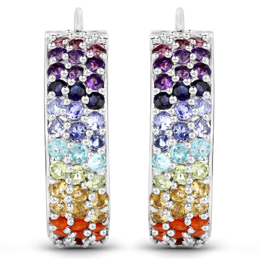 Bids.com 8.79 Carat Genuine Multi Stones .925 Sterling Silver Earrings Earrings