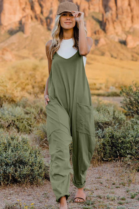 Full Size V-Neck Sleeveless Jumpsuit with Pockets