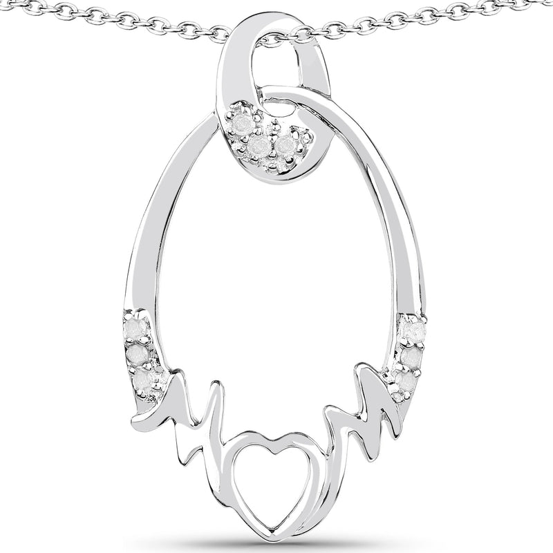 Bids.com 0.14 Carat Genuine White Diamond .925 Sterling Silver Pendant Pendants