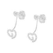 Bids.com .925 Sterling Silver 1/4 Cttw Diamond Swirl Heart Front/Back Earrings (I-J Color, I2-I3 Clarity) Earrings