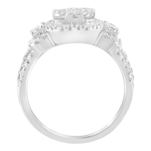 Bids.com 14K White Gold 2 1/4 Cttw Diamond Cocktail Cluster Ring (G-H Color, SI2-I1 Clarity) - Size 7 Rings