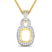 Bids.com 0.25 Carat Genuine White Diamond 14K Yellow Gold Semi Mount Pendant - holds 9x7mm Cushion Gemstone Pendants