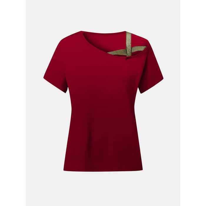 Asymmetrical Neck Short Sleeve T-Shirt