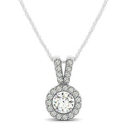 Bids.com Round Pendant with Split Bail and Diamond Halo in 14k White Gold (3/4 cttw) Necklaces