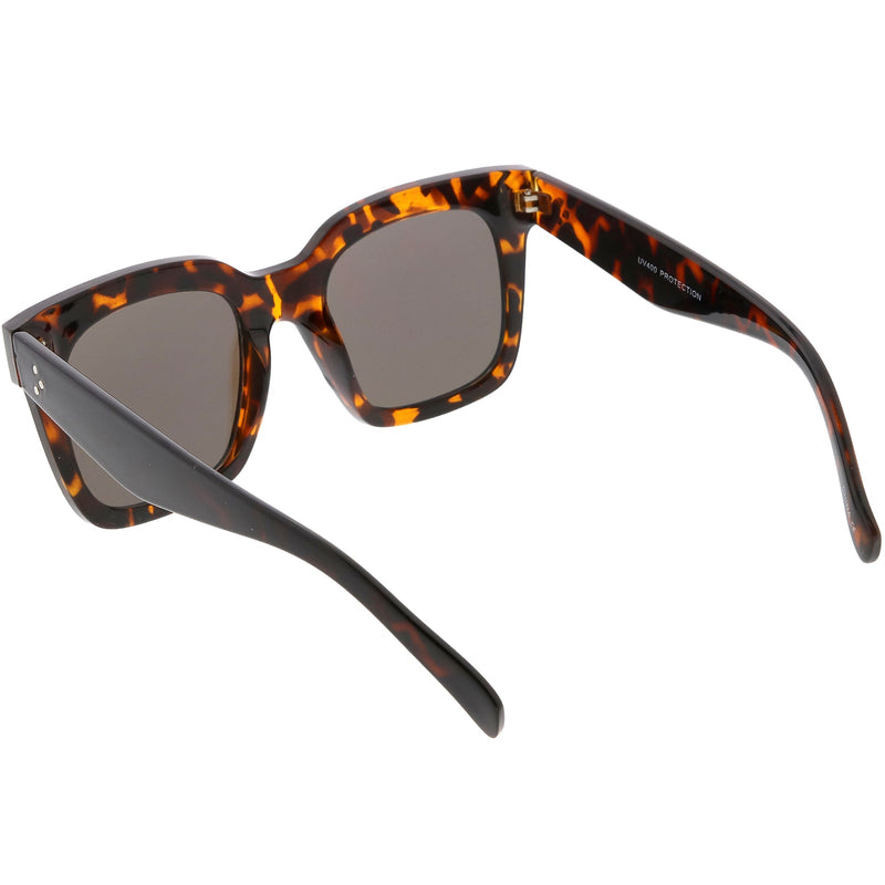 zeroUV Bold Oversize Flat Mirror Lens Square Frame Horn Rimmed Sunglasses 50mm - A100 Sunglasses