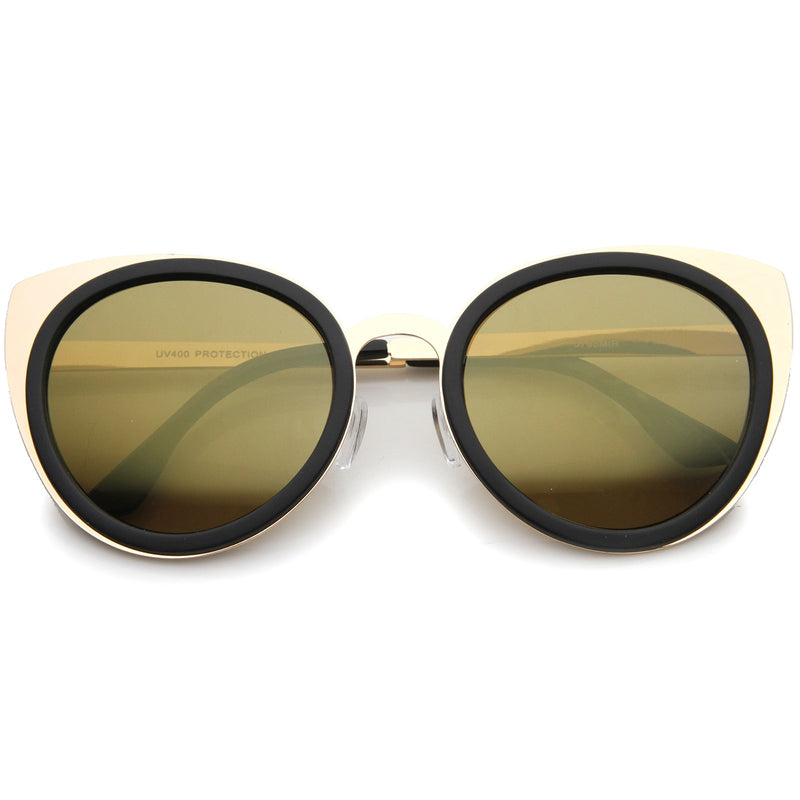 zeroUV Reinforced Two-Toned Mirrored Lens Cat Eye Sunglasses A106 Sunglasses