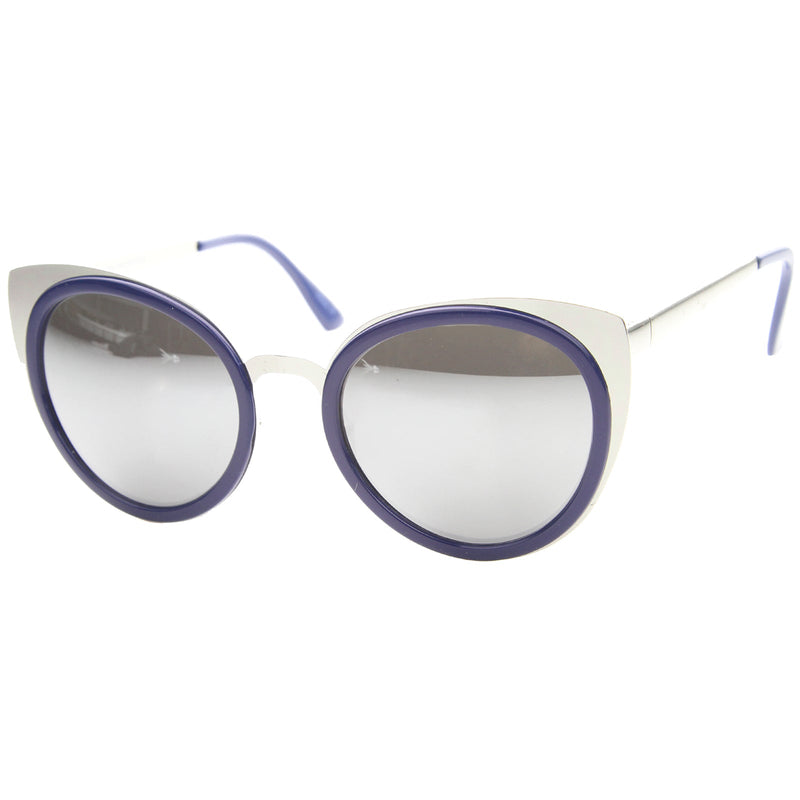 zeroUV Reinforced Two-Toned Mirrored Lens Cat Eye Sunglasses A106 Sunglasses