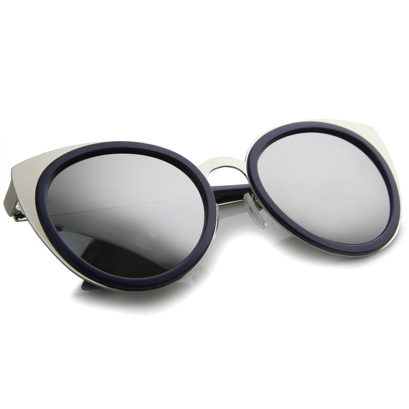 zeroUV Reinforced Two-Toned Mirrored Lens Cat Eye Sunglasses A106 Sunglasses