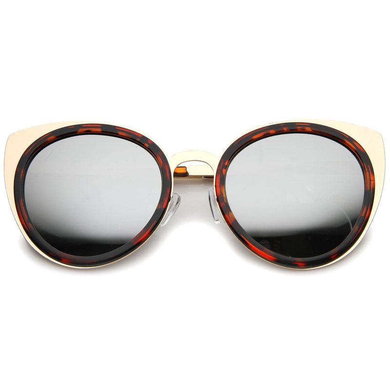 zeroUV Reinforced Two-Toned Mirrored Lens Cat Eye Sunglasses A106 Sunglasses