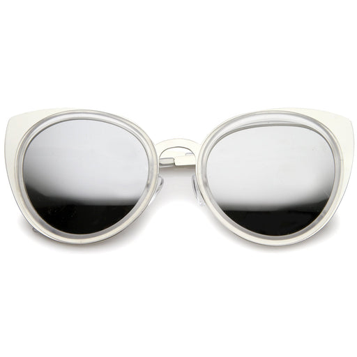 zeroUV Reinforced Two-Toned Mirrored Lens Cat Eye Sunglasses A106 Sunglasses